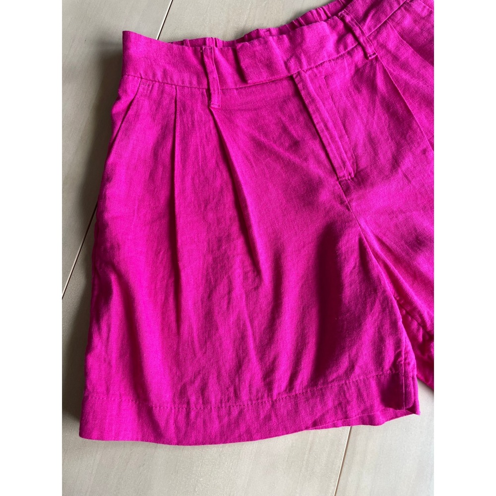 A New Day Target Linen Blend Hot Pink Magenta Pleated High Waisted Shorts Size 2 - Picture 3 of 13